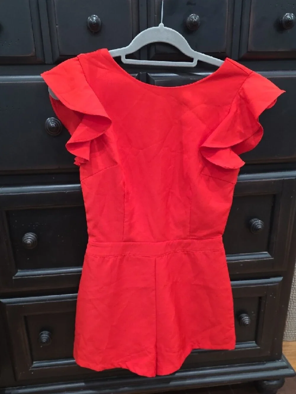 TCEC‎ Red Orange Ruffle SleeveRomper